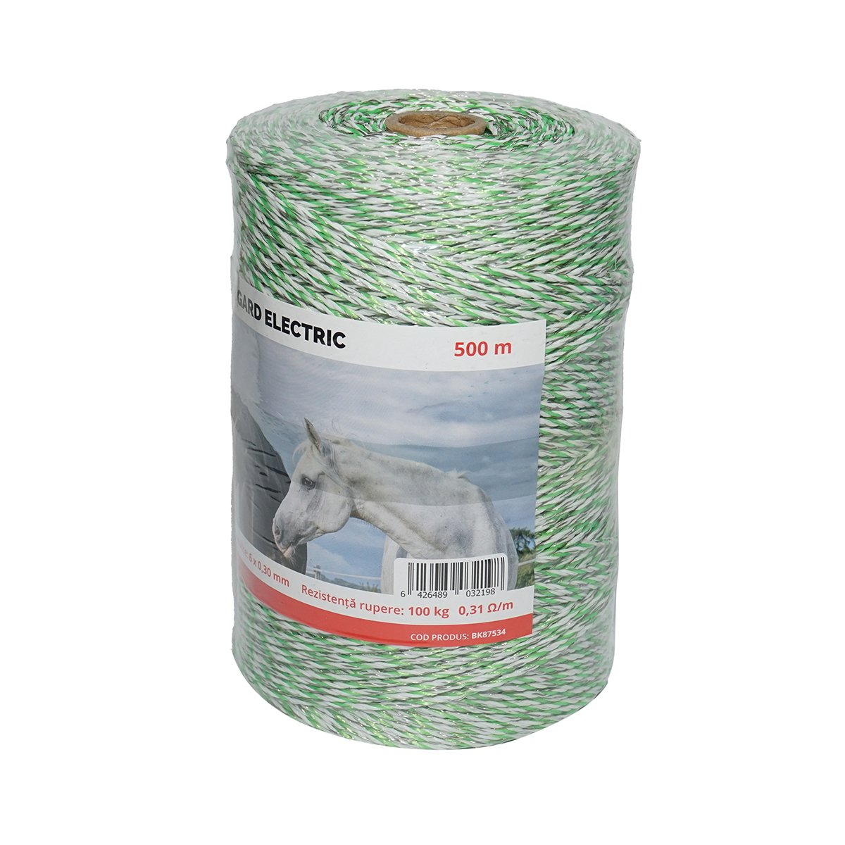 Rola fir verde-alb fi 3mm 6x0.3mm SS 0.31 Ohm/m, 500m gard electric Breckner Germany
